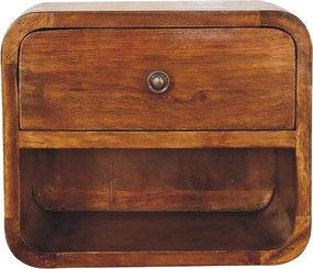 Artisan Furniture Mini orzechowa wisząca szafka nocna z zakrzywionym wzorem, sypialnia