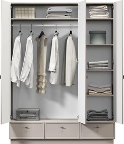 Szafa Lorini 150 cm z półkami - kaszmir / czarne uchwyty T-bar