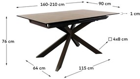Brązowy rozkładany stół z ceramicznym blatem 90x160 cm Atminda – Kave Home