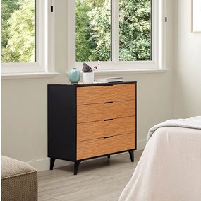 Komoda nocna Colummn Denis 4 szuflady kolor Czarny/Drewno