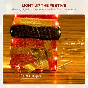 Outsunny Mikołaj LED 93 cm z 97 ciepłymi LED — stalowy stelaż, do wnętrz i na zewnątrz