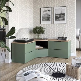 Ściana w salonie zielony 68x68x50 wido