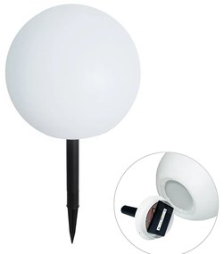 Zewnetrzna Lampa ogrodowa biała 30 cm z wbudowanym LED IP44 Solar RGBW - Ludger Nowoczesny Oswietlenie zewnetrzne