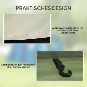 Outsunny Nadmuchiwany Namiot Kempingowy dla 3-6 Osób Tunelowy z Bocznymi Oknami i Drzwiami, Zielony 4,4 x 2,8 x 1,95 m | Aosom PL