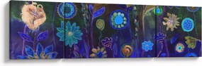 Obraz ciemnoniebieskich kwiatów (170x50 cm)