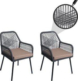 Krzesło ogrodowe MCW-O12 (zestaw 2 sztuk), antracyt, pokrowiec taupe