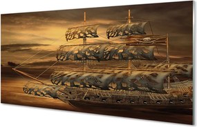 Szkło do Kuchni na Ścianę Statek na tle Morskich Chmur