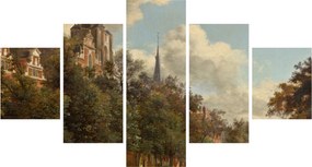 Obraz - Jan van der Heyden, View Down a Dutch Canal, reprodukcje (125x70 cm)