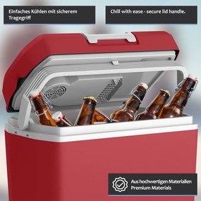 Chłodziarka elektryczna Jago 2 w 1, 20 l, czerwona