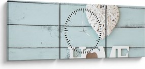 Obraz - I love home (z zegarem) (90x30 cm)