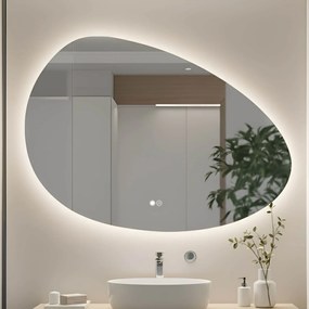 Lustro nieregularne z podświetleniem, 114×84 cm, Dual color, włącznik dotykowy, mata grzewcza