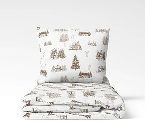 Świąteczna pościel bawełniana Zimowy krajobraz, 140 x 200 cm, 70 x 90 cm