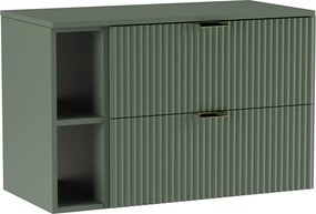 Szafka pod umywalkę WENA, z regałem, ryflowane fronty, Willy, 100x60x47 cm, Szałwiowa
