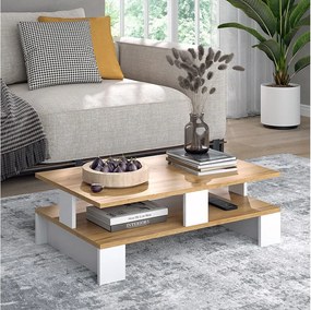 Stolik kawowy gold power dąb/biały 80x50x28 belina