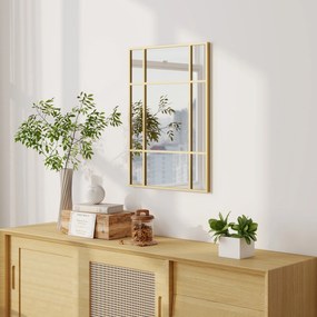 HOMCOM Lustro ścienne, dekoracyjne lustro z metalową ramą, złote paski, wielowarstwowe szkło, 50B x 2T x 70H cm | Aosom PL