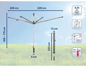 Ogrodowa suszarka na pranie w kolorze srebra 60 m Linomatic 600 Plus – LEIFHEIT
