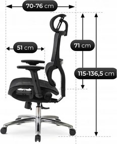 Fotel Biurowy Ergonomiczny Obrotowy ROYAL Czarny Nowoczesny