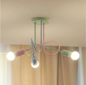 Przysufitowy żyrandol OXFORD 3xE27/15W/230V zielony/różowy/niebieski