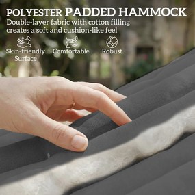 Outsunny Hamak zewnętrzny 200x140 cm, dwuwarstwowy hamak z poduszką, kieszenią na magazyny i drewnianymi poprzeczkami, do 200 kg | Aosom PL