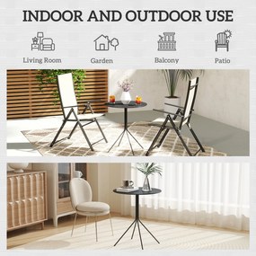 Outsunny Stół ogrodowy Ø60 x 71 cm, Odporny na warunki atmosferyczne balkonowy stół ze stali, Okrągły stolik pomocniczy czarny