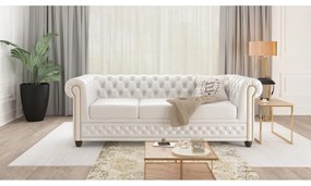 Biała rozkładana sofa z imitacji skóry 203 cm York – Ropez