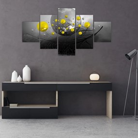 Obraz - żółte abstrakcyjne kule (125x70 cm)