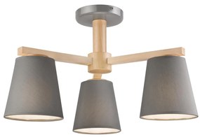 żyrandol natynkowy ELLIE 3xE27/60W/230V szary/buk