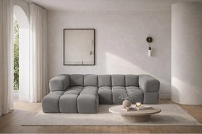 Narożnik w kształcie L Averro, tkanina Bluvel, Popielaty, Lewy