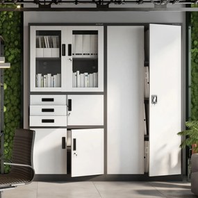 Biurowa szafa aktowa z sejfem Filip 90x40x185 cm antracyt/biały