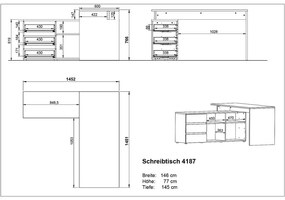 Biurko w dekorze dębu 146x145 cm Lissabon – Germania