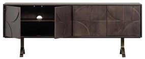 Ciemnobrązowa szafka pod TV z litego drewna mango 180x70x40 cm Draw – WOOOD