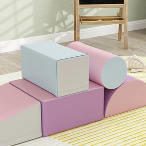 HOMCOM Miękkie klocki, 5-częściowy zestaw z pianki dla dzieci w wieku 1-3 lat, Sztuczna skóra, Wielokolorowy