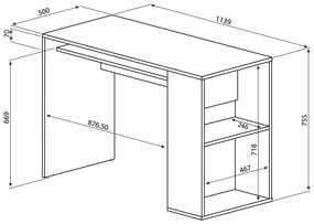 Białe biurko w dekorze dębu 114x50 cm Yale – TemaHome
