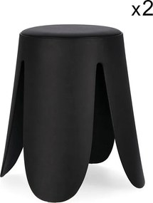Zestaw 2 czarnych stołków z polipropylenu - IMOGEN