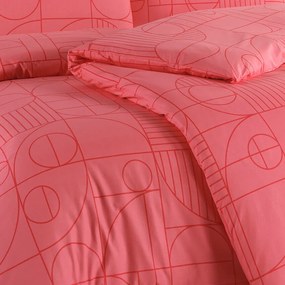 BedTex Bawełniana pościel Geo Sunset Coral, 140 x 220 cm, 70 x 90 cm, 140 x 220 cm, 70 x 90 cm