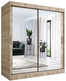 Szafa przesuwna z lustrem dąb sonoma 180 cm - Kukkin 5X