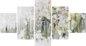 Obraz - Białe kwiaty, vintage (125x70 cm)