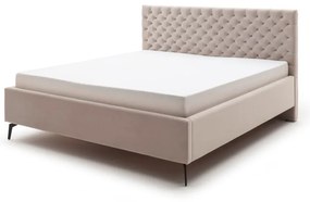 Beżowe tapicerowane łóżko dwuosobowe ze schowkiem i stelażem 180x200 cm La Maison – Meise Möbel
