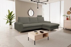Masseno Narożnik VERONA z funkcją spania i pojemnikiem na pościel Narozniki L, Rozkładana sofa - Szary, LOFT 22