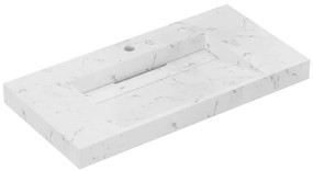 Umywalka wisząca solid surface biała - szer. 90,2 x gł. 45,2 x wys. 8 cm - TAKOTNA