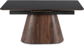 Zestaw Stół Rozkładany Ceramiczny LIZBONA 160-200 cm Czarny/Orzech i 4 Krzesła DAKOTA Szare/Orzech