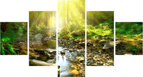 Obraz rzeki w zielonym lesie (125x70 cm)