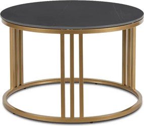 Stolik Kawowy KORIN 70 cm Czarny Marmur/Złoty Glamour