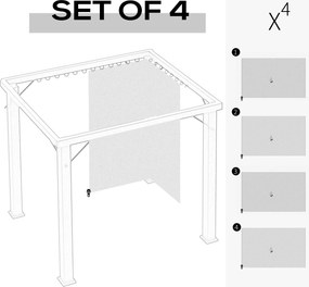 Outsunny Zasłony do pawilonu zestaw 4 sztuk jasnoszare do altany 3x4m 352x205 cm | Aosom PL