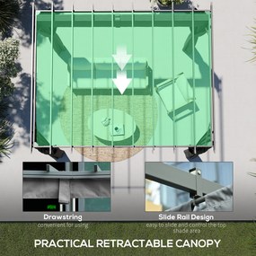 Outsunny Pergola 3,6 x 3 m, pawilon ogrodowy, zadaszenie tarasu z aluminium, regulowany dach, ciemnoszary | Aosom PL