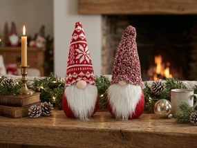 Świąteczny skrzat z dzianinową czapką JULVIK 25 cm, czerwony