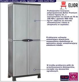 Szara dwudrzwiowa szafa gospodarcza A9-N05