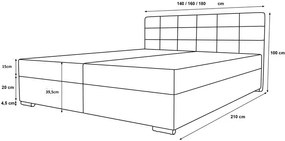 Ciemnobeżowe łóżko z pikowanym zagłówkiem 140x200 - Fezo 4X