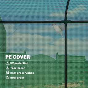 Outsunny Szklarnia z oknami z siatki i rolowanymi drzwiami, szklarnia foliowa na stalowym stelażu 200 x 75 x 188 cm zielony | Aosom PL