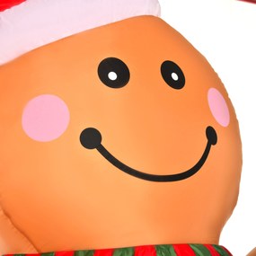 HOMCOM Nadmuchiwany Piernikowy Ludzik 2,4m ze Światłami Żółty | Aosom PL